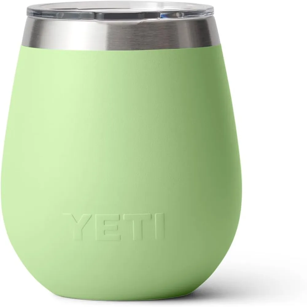 YETI Rambler Vaso de vino de 10 oz de acero inoxidable con tapa MagSlider color verde limón