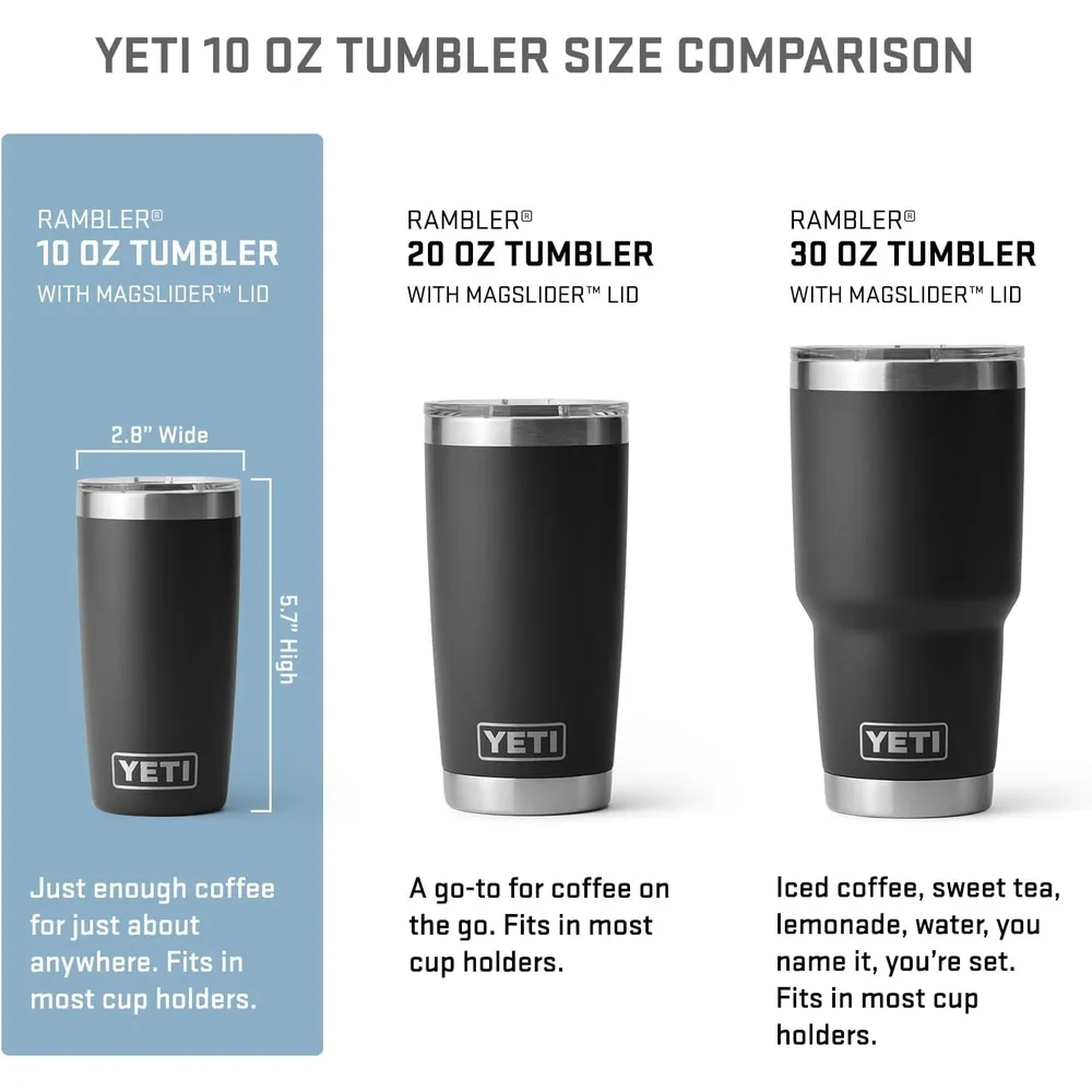 YETI Rambler Vaso de 10 oz de acero inoxidable y tapa MagSlider color guinda