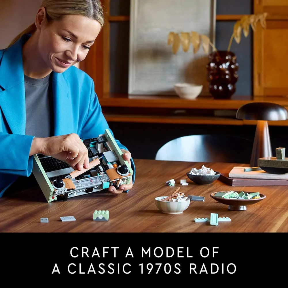 Lego Icons radio retro, set de construcción para adultos con efectos de sonido