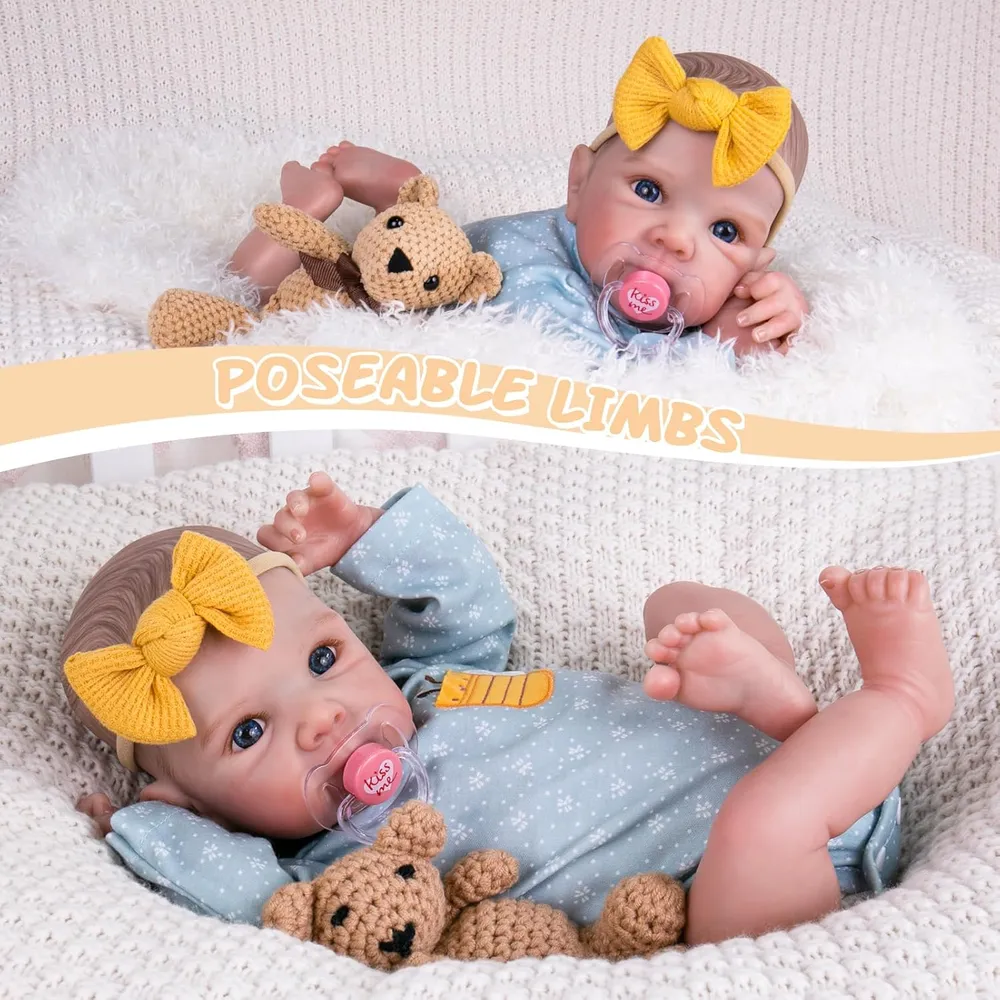 MUÑECA AORI BEBÉ REBORN 20" OJOS AZULES
