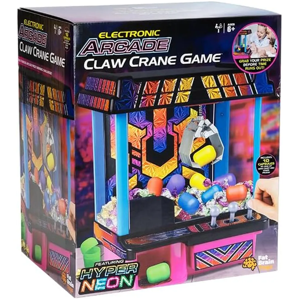 JUEGO ARCADE GRÚA DE GARRA HYPER NEON FAT BRAIN TOYS
