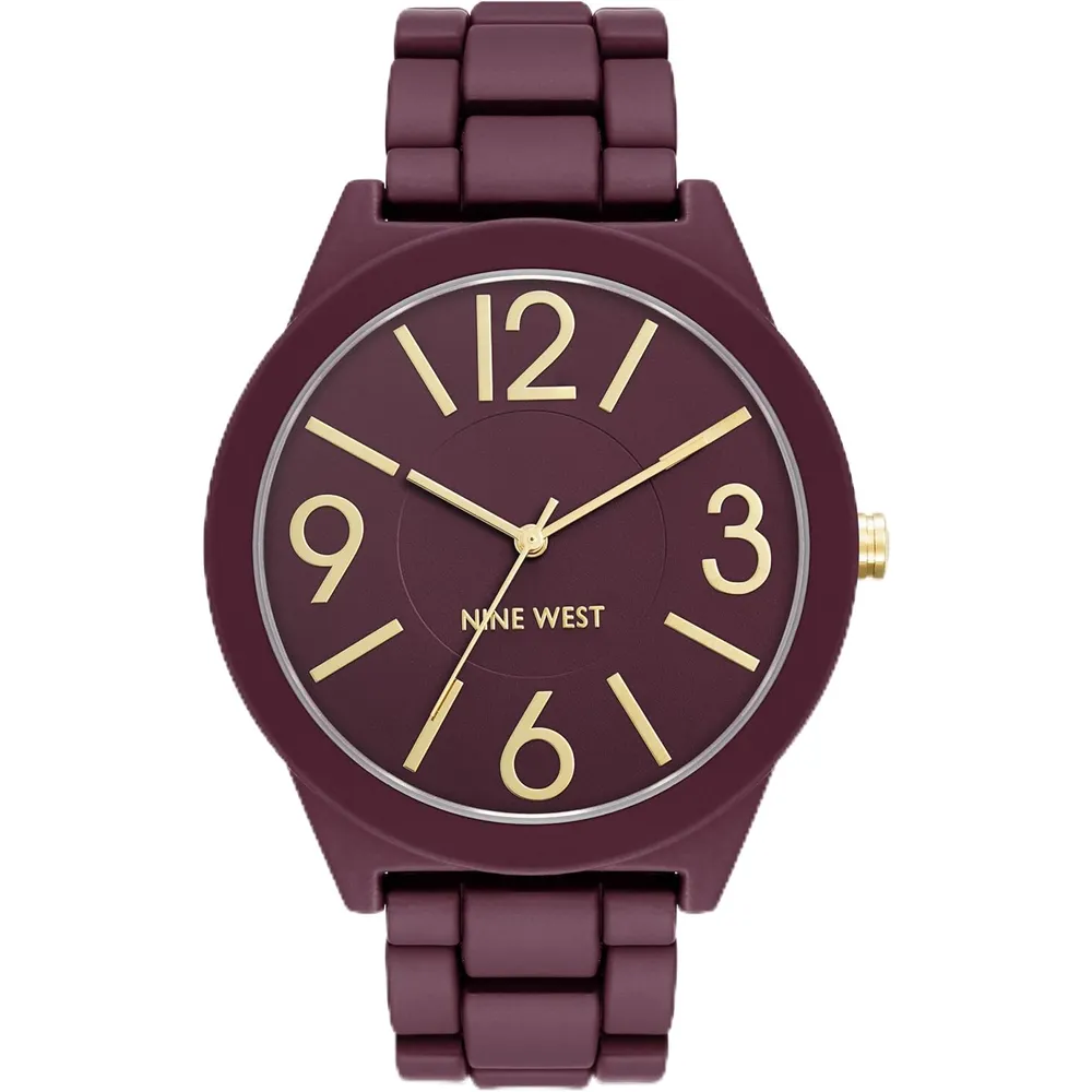 Nine West NW/1678 reloj femenino con pulsera rubberized | 42 mm - Borgoña