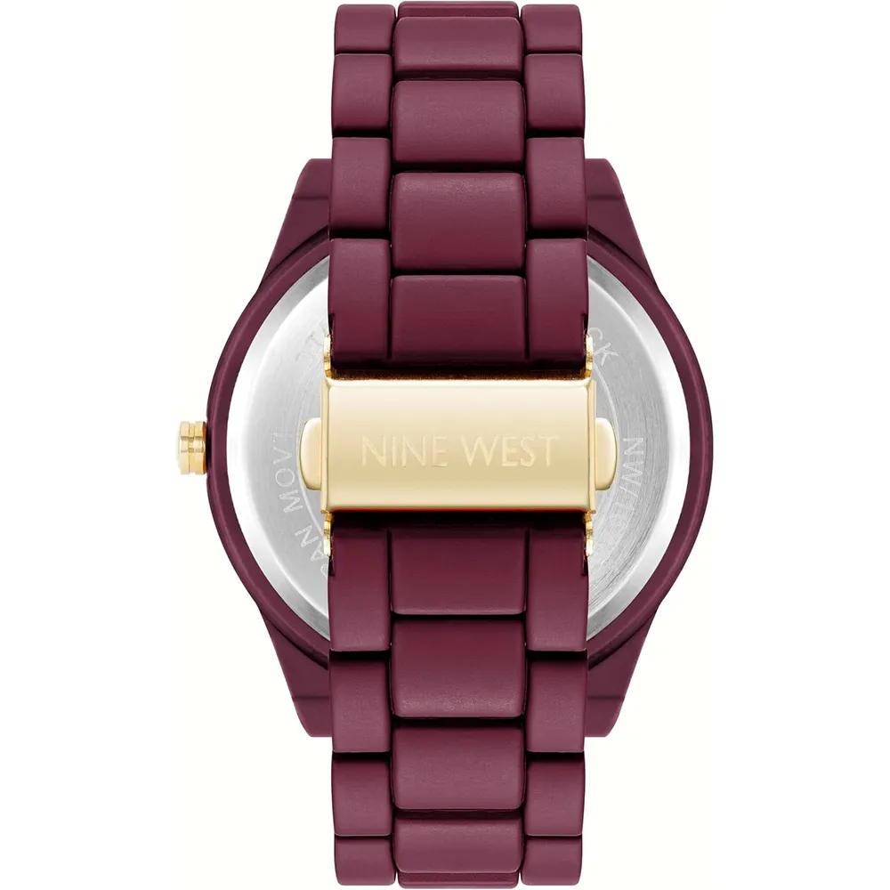 Nine West NW/1678 reloj femenino con pulsera rubberized | 42 mm - Borgoña