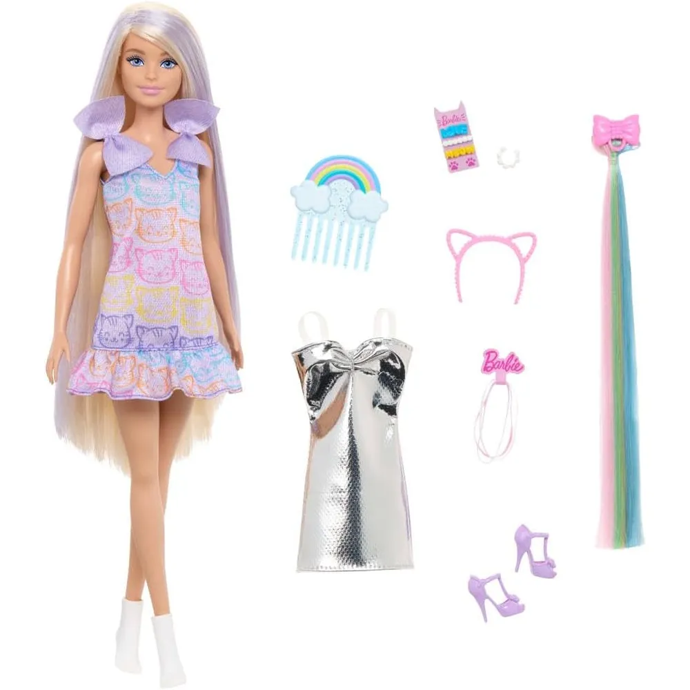 BARBIE muñeca rubia 11"/28 cm vestido plateado