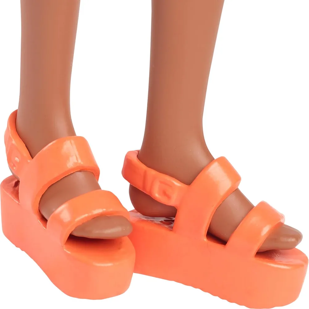 BARBIE FASHIONISTAS 233 MUÑECA VESTIDO CUADROS NARANJA