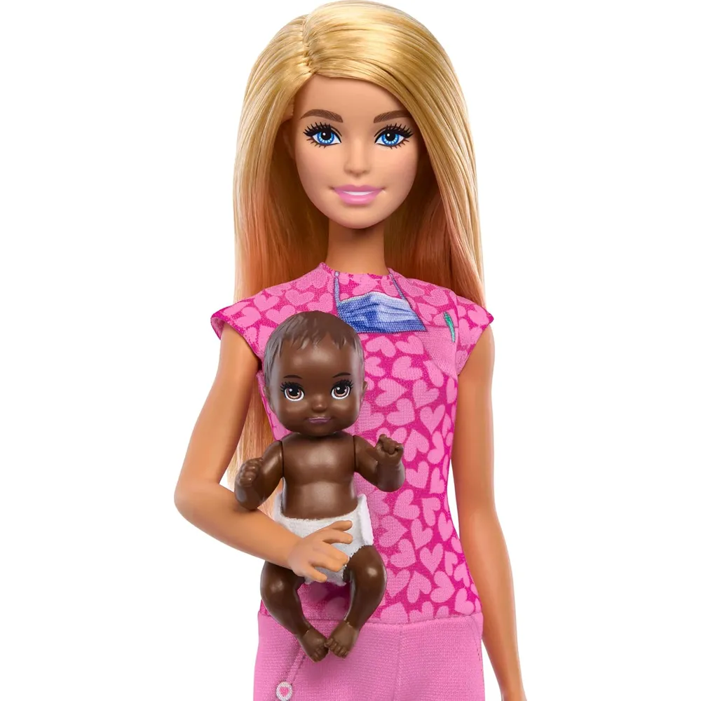 BARBIE DOCTORA BEBÉS SET CON MUÑECA RUBIA Y ACCESORIOS