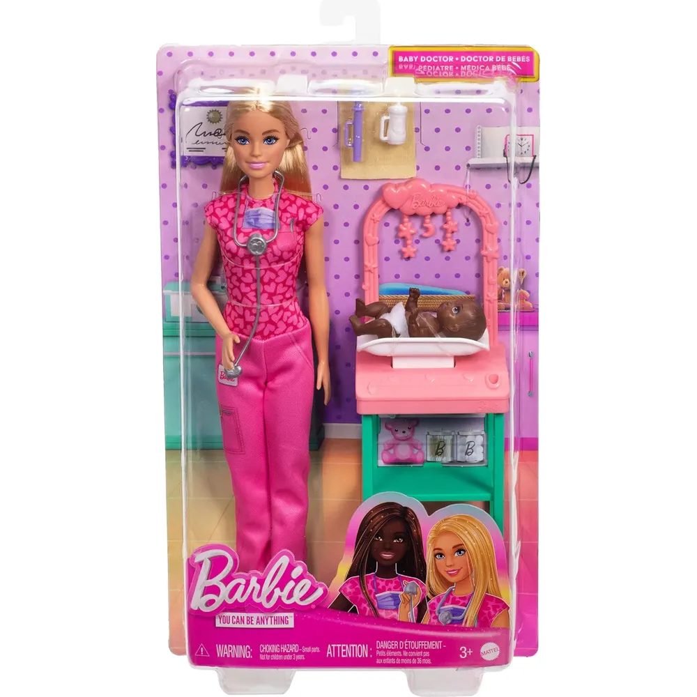 BARBIE DOCTORA BEBÉS SET CON MUÑECA RUBIA Y ACCESORIOS
