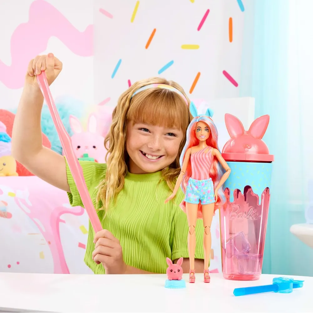 BARBIE POP REVEAL SHAKES MUÑECA CON MASCOTA AROMA CONEJITO