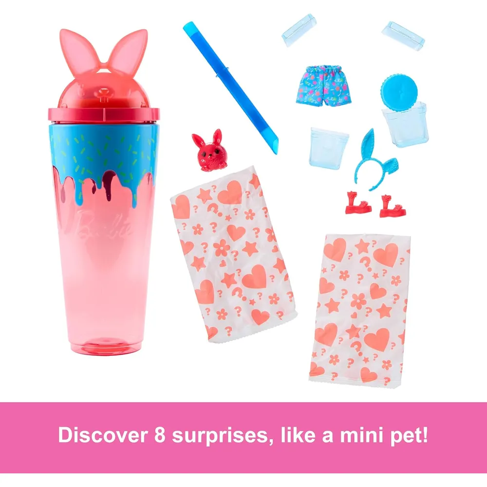 BARBIE POP REVEAL SHAKES MUÑECA CON MASCOTA AROMA CONEJITO