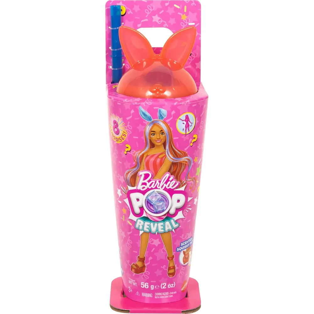 BARBIE POP REVEAL SHAKES MUÑECA CON MASCOTA AROMA CONEJITO