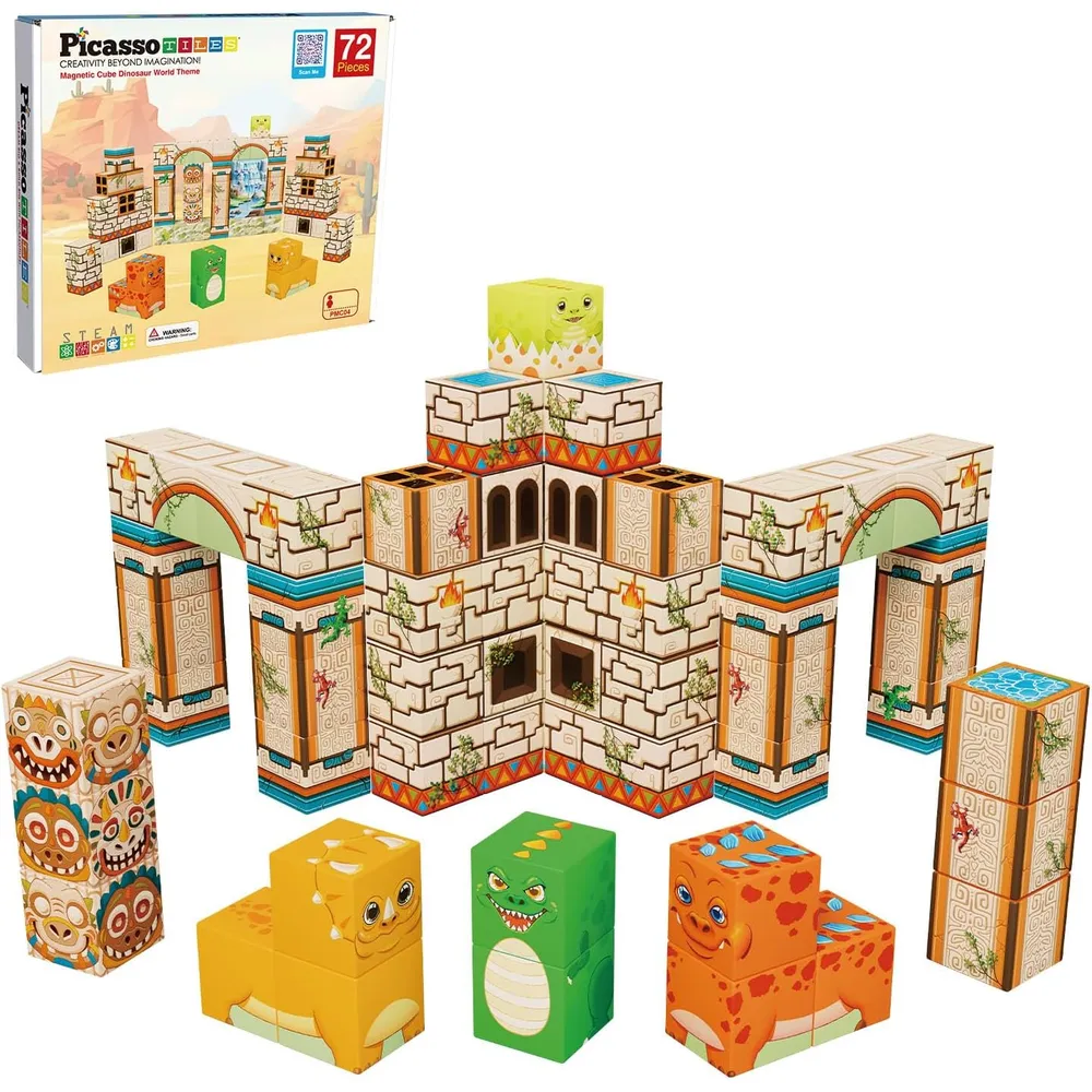 CUBOS MAGNÉTICOS DINOSAURIOS PMC04 CON FIGURAS PICASSOTILES