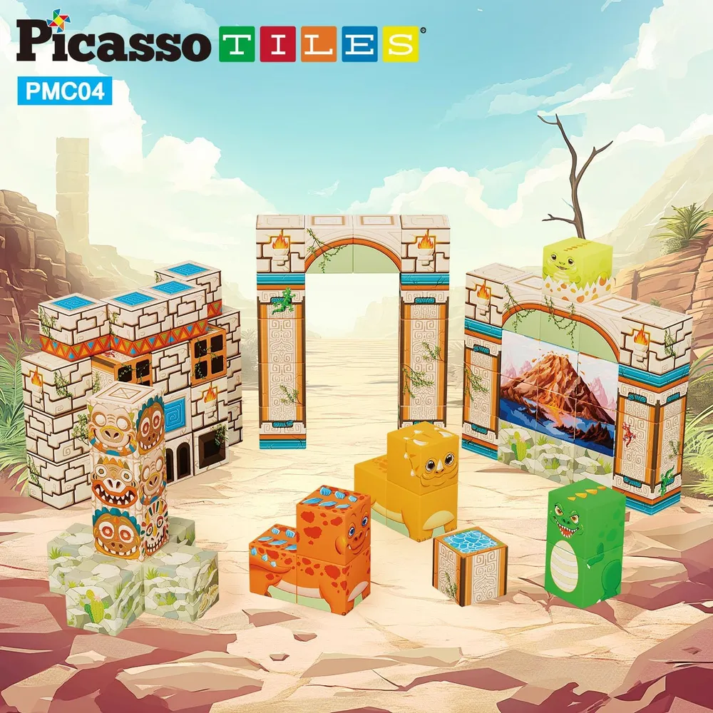 CUBOS MAGNÉTICOS DINOSAURIOS PMC04 CON FIGURAS PICASSOTILES