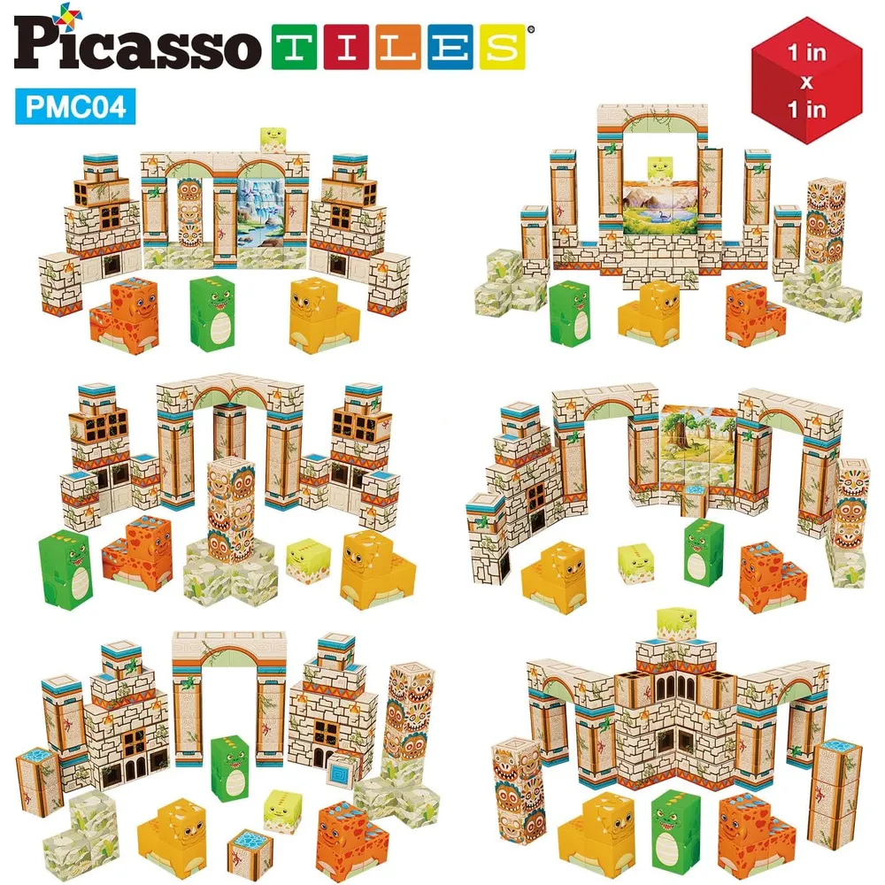 CUBOS MAGNÉTICOS DINOSAURIOS PMC04 CON FIGURAS PICASSOTILES