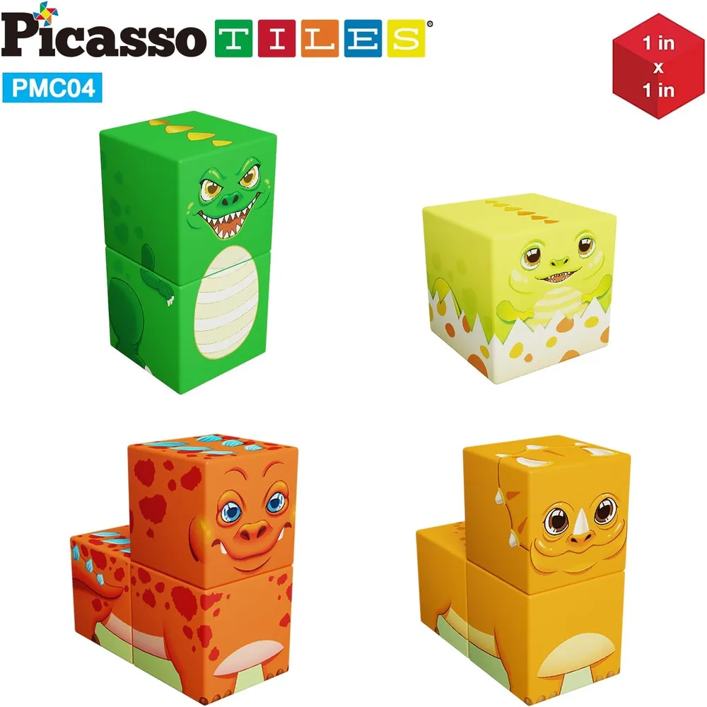 CUBOS MAGNÉTICOS DINOSAURIOS PMC04 CON FIGURAS PICASSOTILES