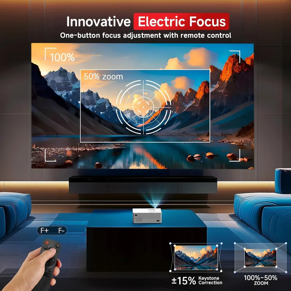 PROYECTOR JOWLURK 1080P WIFI/BLUETOOTH 4K | 15000 LUMEN 200"