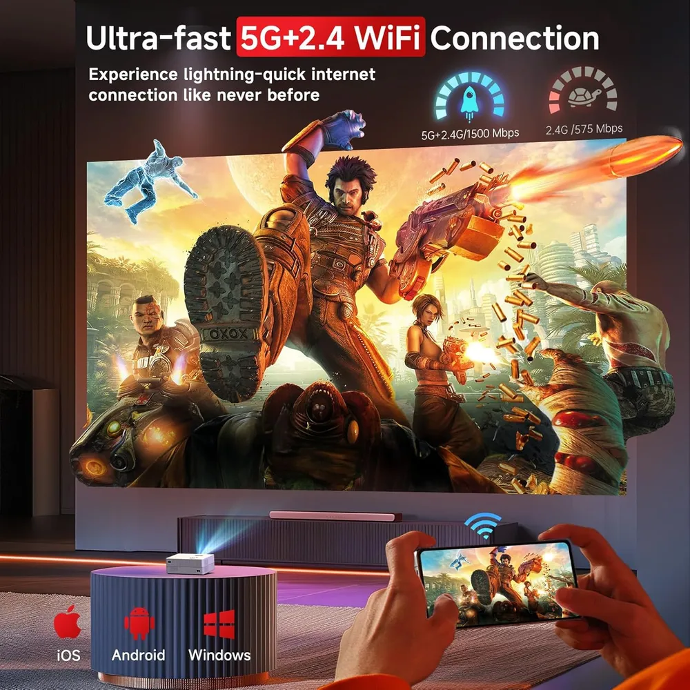 PROYECTOR JOWLURK 1080P WIFI/BLUETOOTH 4K | 15000 LUMEN 200"