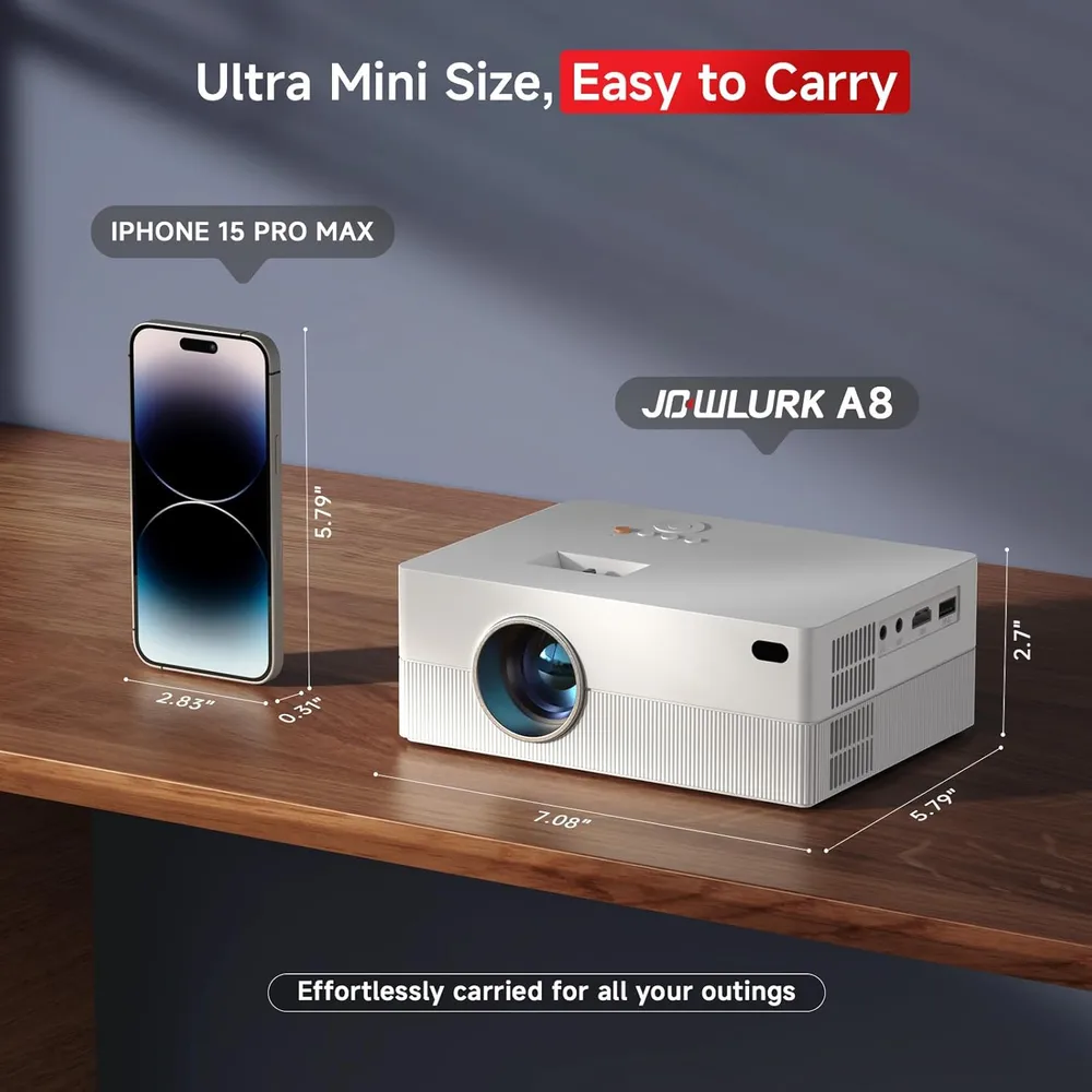 PROYECTOR JOWLURK 1080P WIFI/BLUETOOTH 4K | 15000 LUMEN 200"