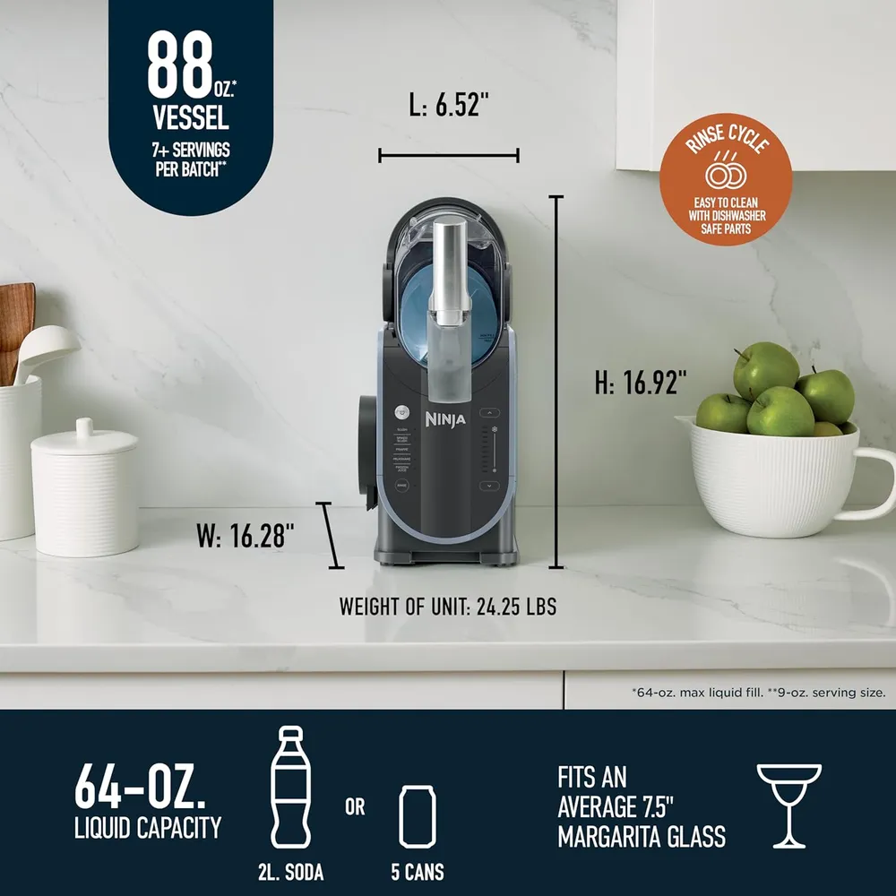 NINJA SLUSHI FS301C, MÁQUINA DE BEBIDAS HELADAS RAPIDCHILL 5 PROGRAMAS | GRIS