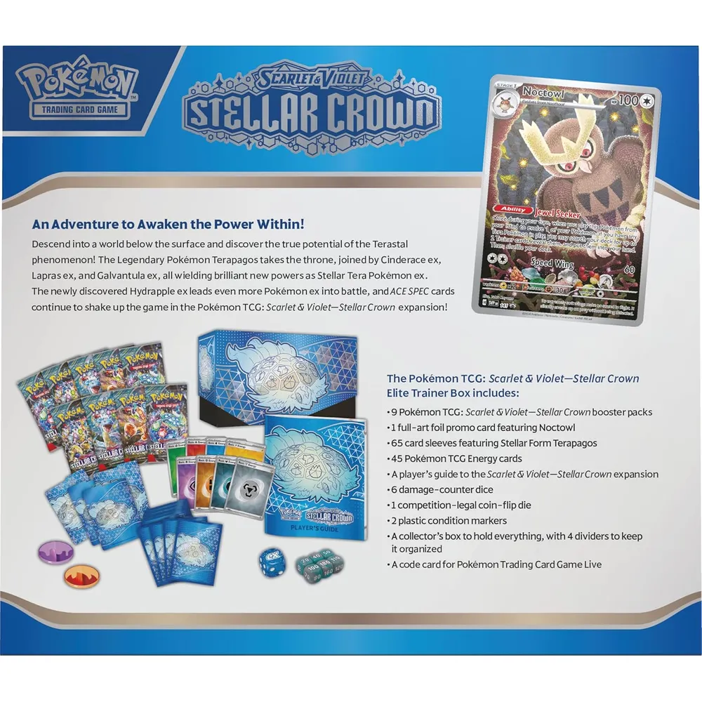 JUEGO DE CARTAS POKÉMON TCG SCARLET & VIOLET STELLAR CROWN ELITE TRAINER BOX (INGLÉS)