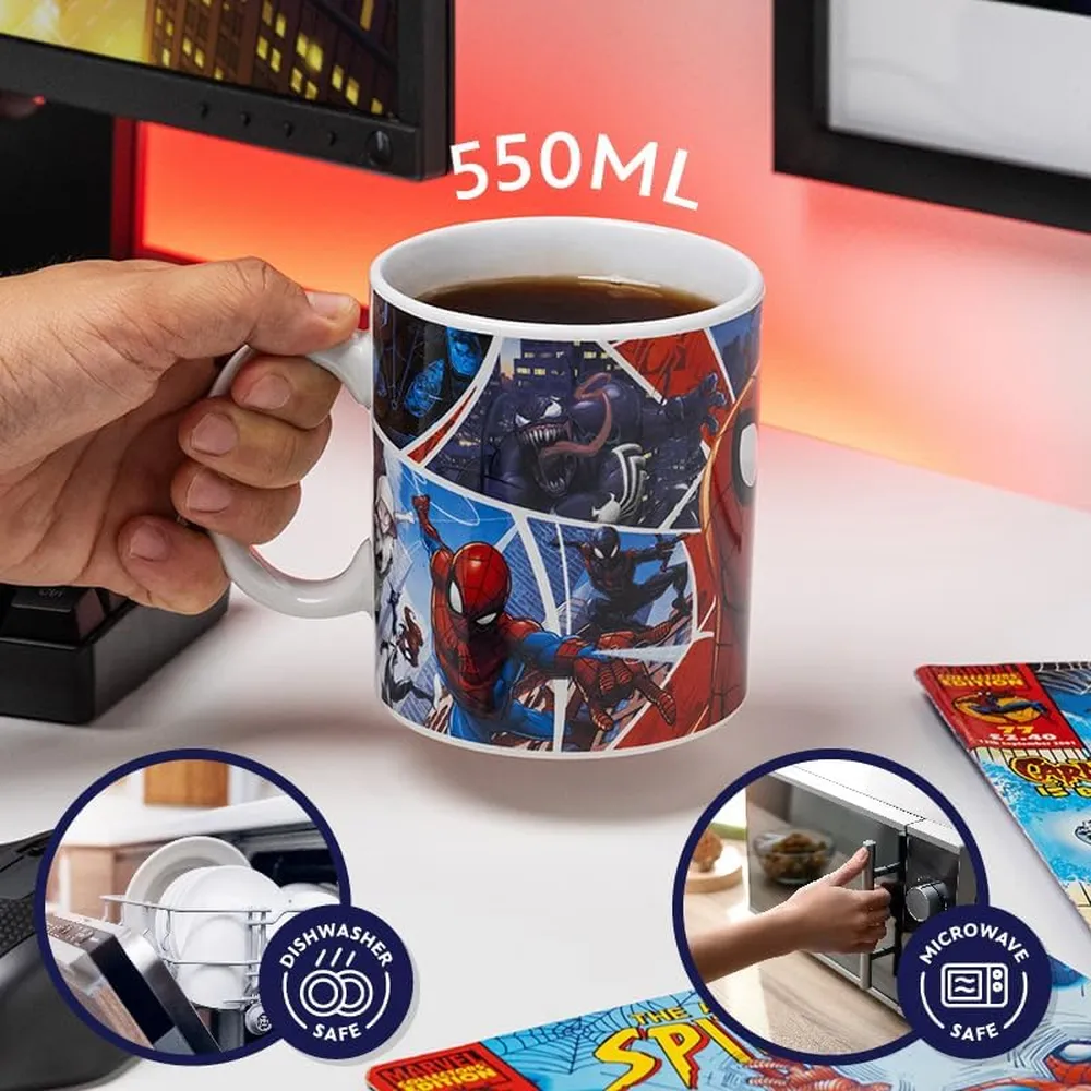 Paladone Marvel Spider-Man, taza XL collage cómics oficial