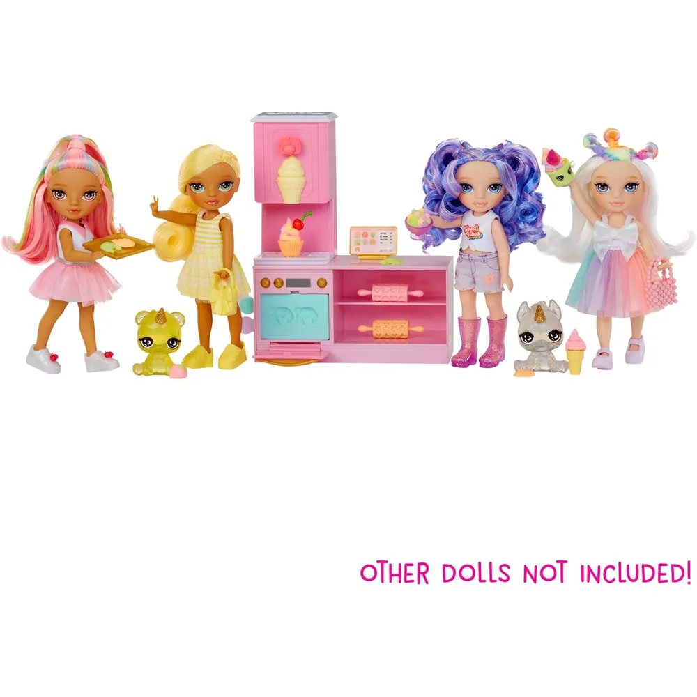 Rainbow High Littles tienda de postres con muñeca