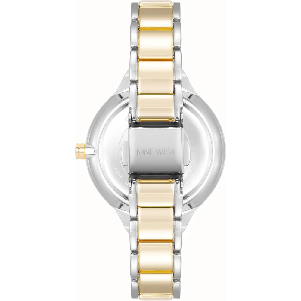 Nine West reloj elegante para damas | 36 mm - Plateado/Oro/purpurina