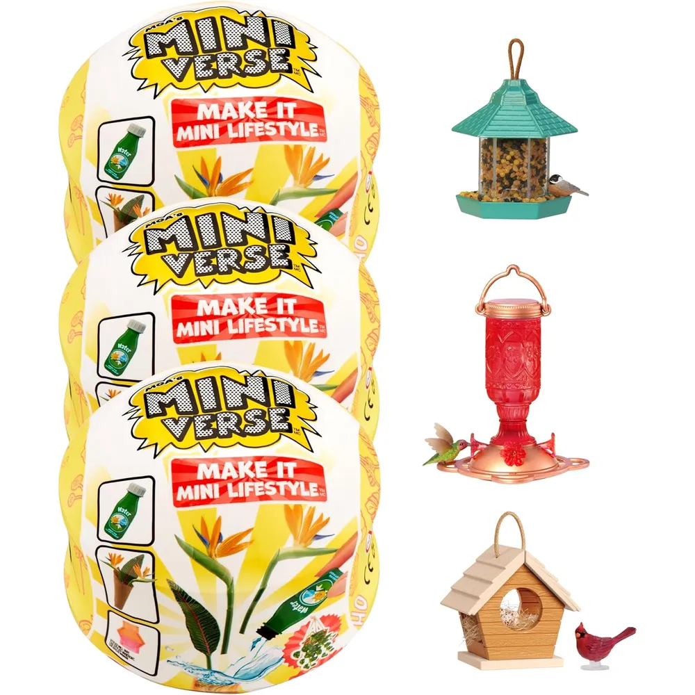 MGA Miniverse Lifestyle hogar comederos aves pack 3