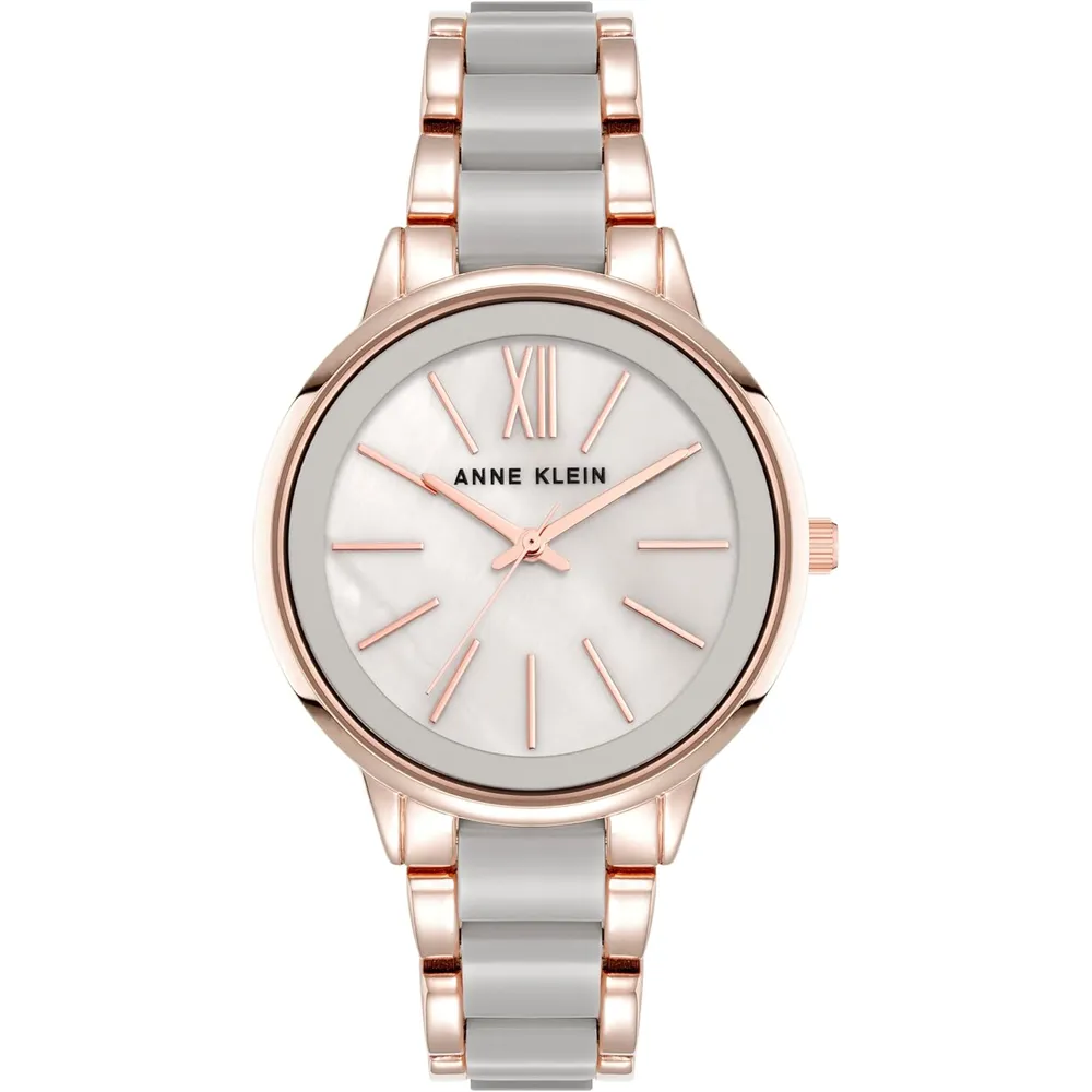 Anne Klein AK/1413LBSV reloj para mujer con pulsera de resina | 37 mm - Oro rosa/Gris