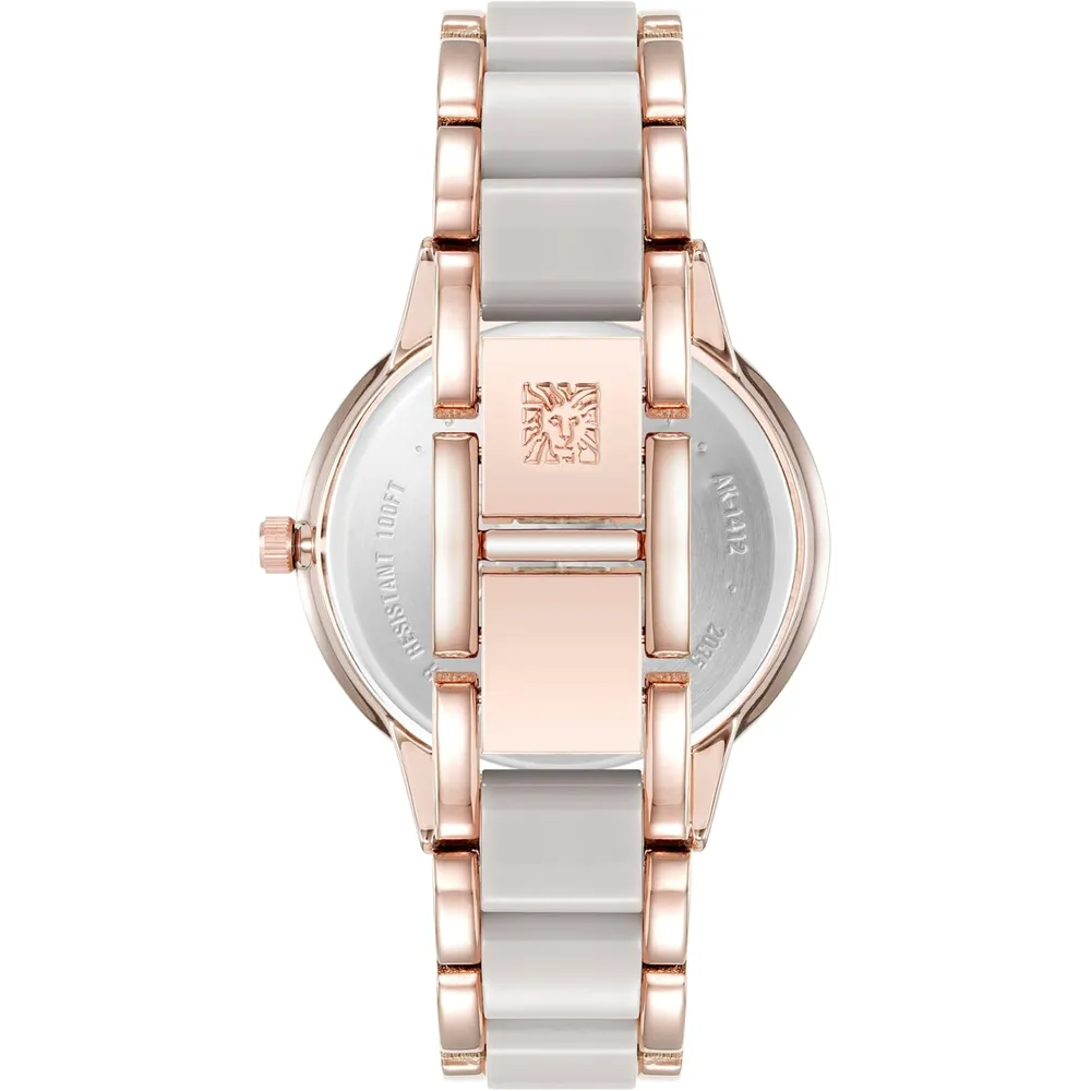 Anne Klein AK/1413LBSV reloj para mujer con pulsera de resina | 37 mm - Oro rosa/Gris
