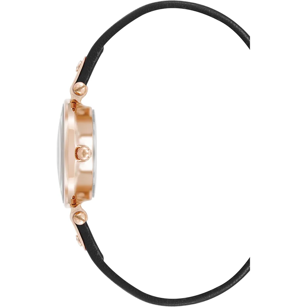 Anne Klein 109442CHHY reloj para mujer con correa de cuero | 45 mm - Negro/Oro Rosa/Rosa