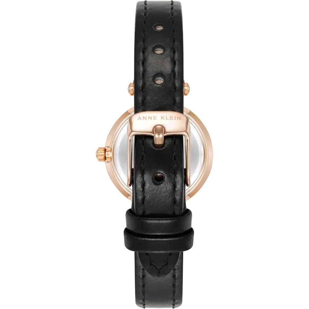 Anne Klein 109442CHHY reloj para mujer con correa de cuero | 45 mm - Negro/Oro Rosa/Rosa