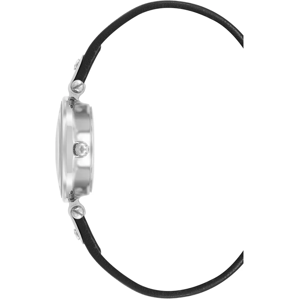 Anne Klein 109442CHHY reloj para mujer con correa de cuero | 45 mm - Negro/Plata/Aguamarina