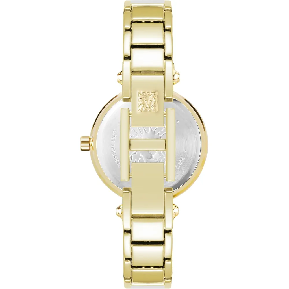 Anne Klein AK/1980BKGB reloj para mujer con diamante y pulsera tipo brazalete | 28 mm - Blanco/Dorado