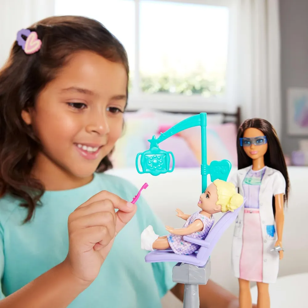 BARBIE DENTISTA SET CON MUÑECA RUBIA Y ACCESORIOS MÉDICOS