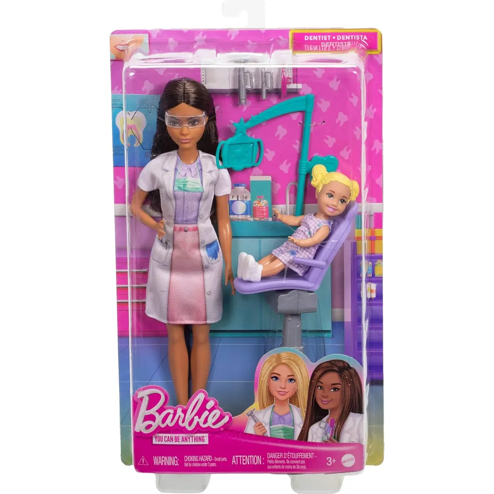 BARBIE DENTISTA SET CON MUÑECA RUBIA Y ACCESORIOS MÉDICOS