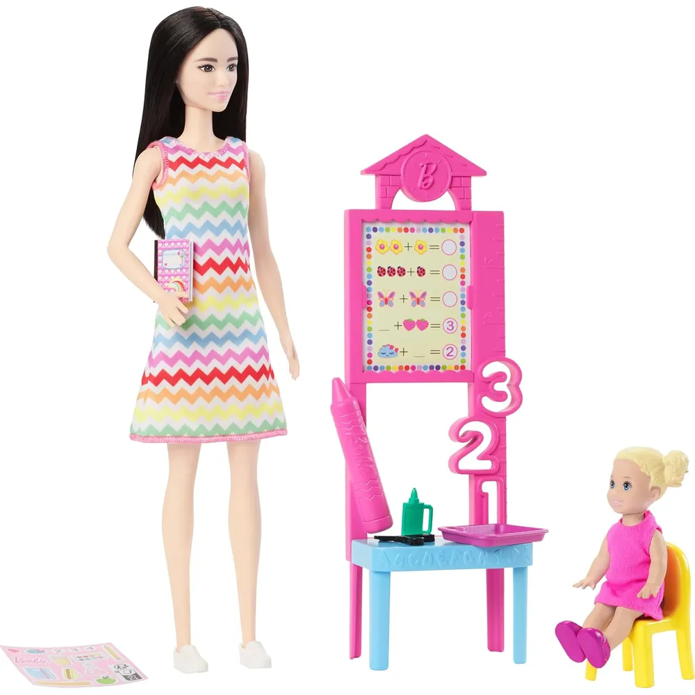 BARBIE MAESTRA SET CON MUÑECA RUBIA Y ACCESORIOS ESCOLARES