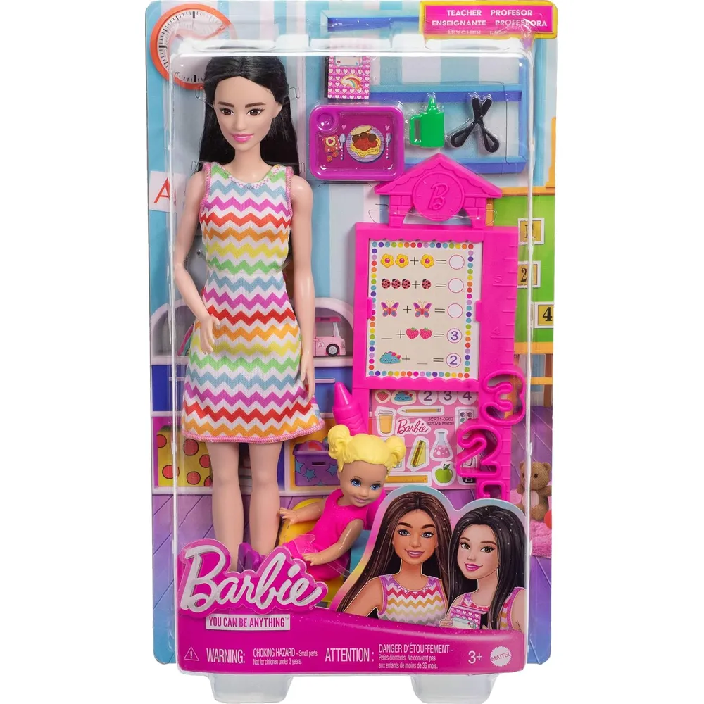 BARBIE MAESTRA SET CON MUÑECA RUBIA Y ACCESORIOS ESCOLARES