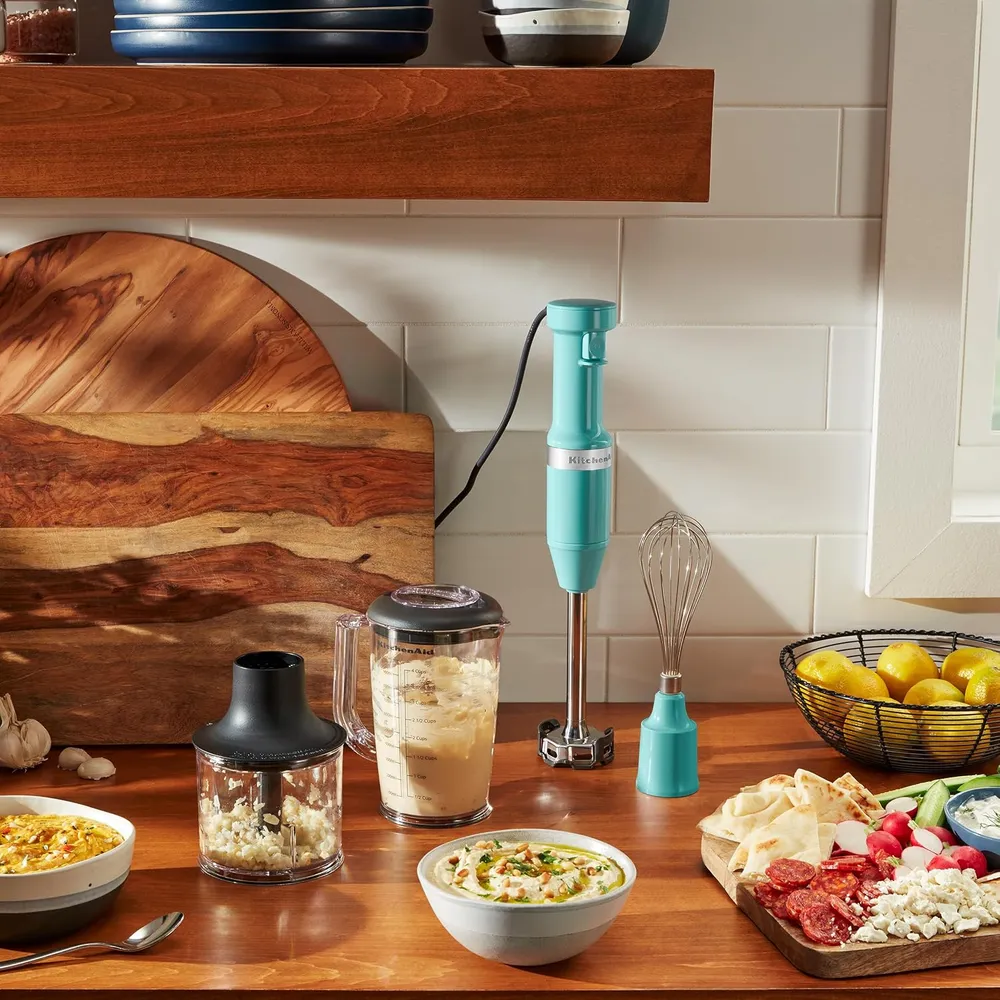 KITCHENAID KHBV83AQ, BATIDORA DE MANO CON CABLE Y ACCESORIOS | AQUA SKY