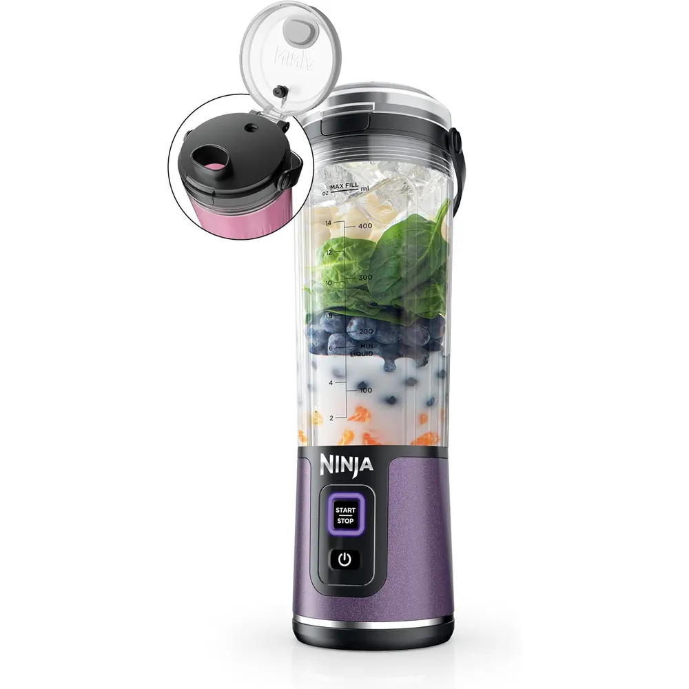 NINJA BLAST LICUADORA PORTÁTIL INALÁMBRICA 500 ML / 17 OZ | MORADO METÁLICO