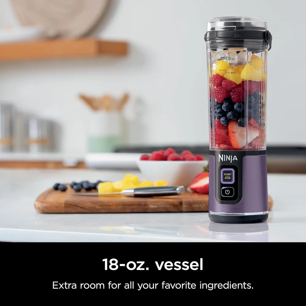 NINJA BLAST LICUADORA PORTÁTIL INALÁMBRICA 500 ML / 17 OZ | MORADO METÁLICO