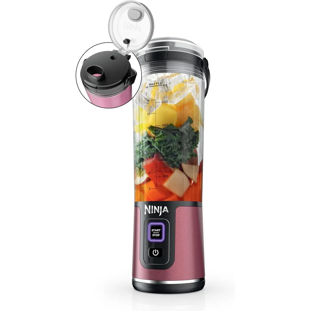 NINJA BLAST LICUADORA PORTÁTIL INALÁMBRICA 500 ML / 17 OZ | CEREZA METÁLICO