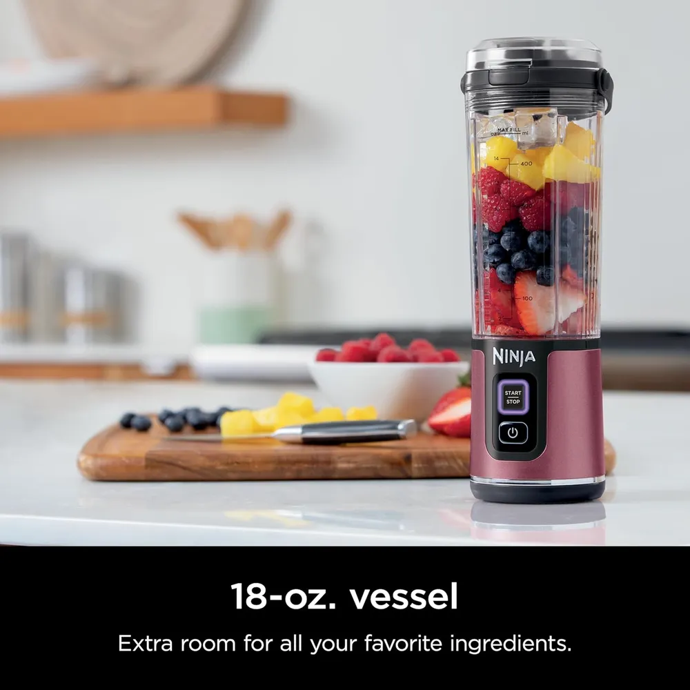 NINJA BLAST LICUADORA PORTÁTIL INALÁMBRICA 500 ML / 17 OZ | CEREZA METÁLICO