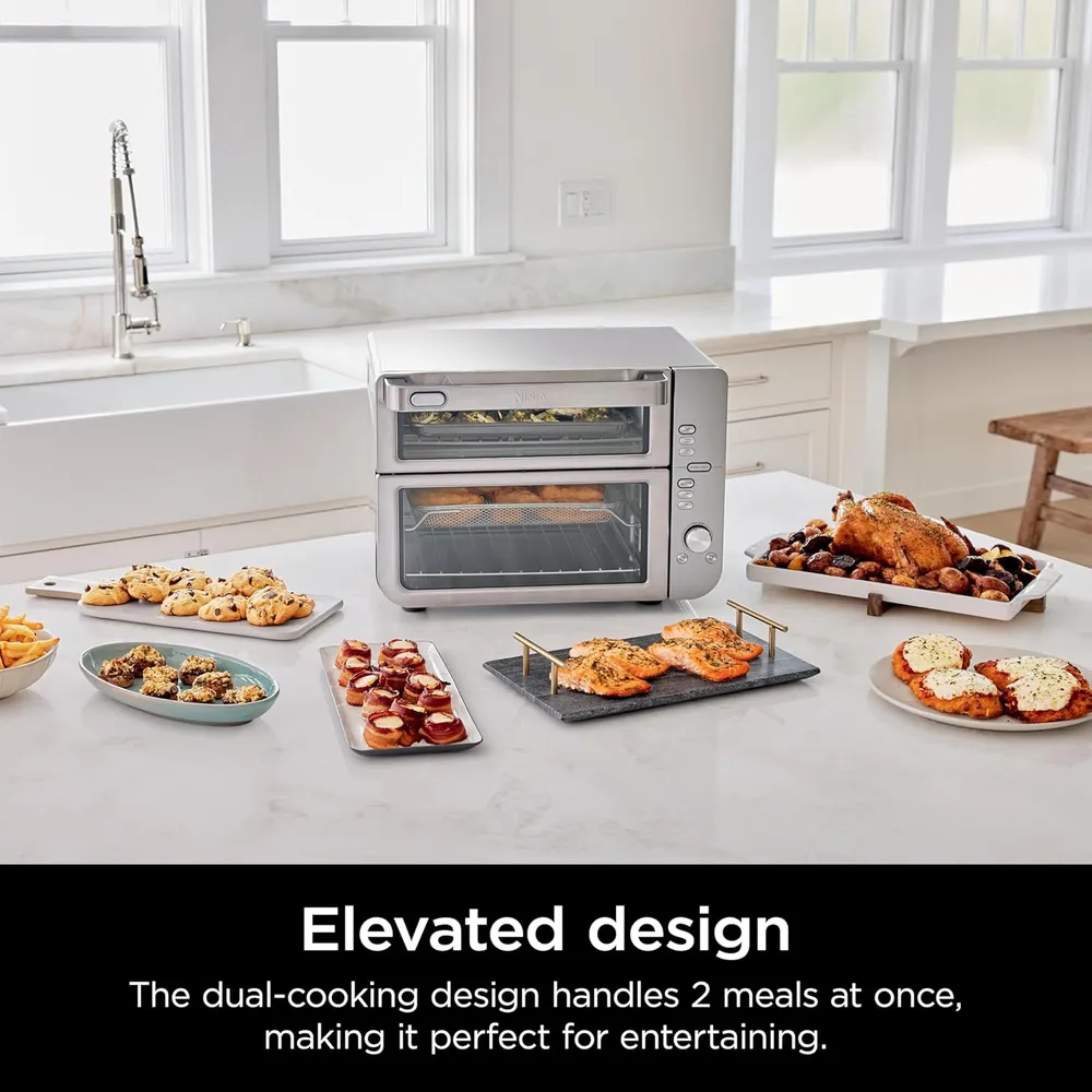 NINJA HORNO DOBLE XL DCT601, FREIDORA DE AIRE 12 EN 1, SMARTFINISH | ACERO