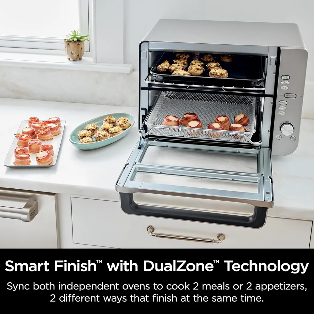 NINJA HORNO DOBLE XL DCT601, FREIDORA DE AIRE 12 EN 1, SMARTFINISH | ACERO
