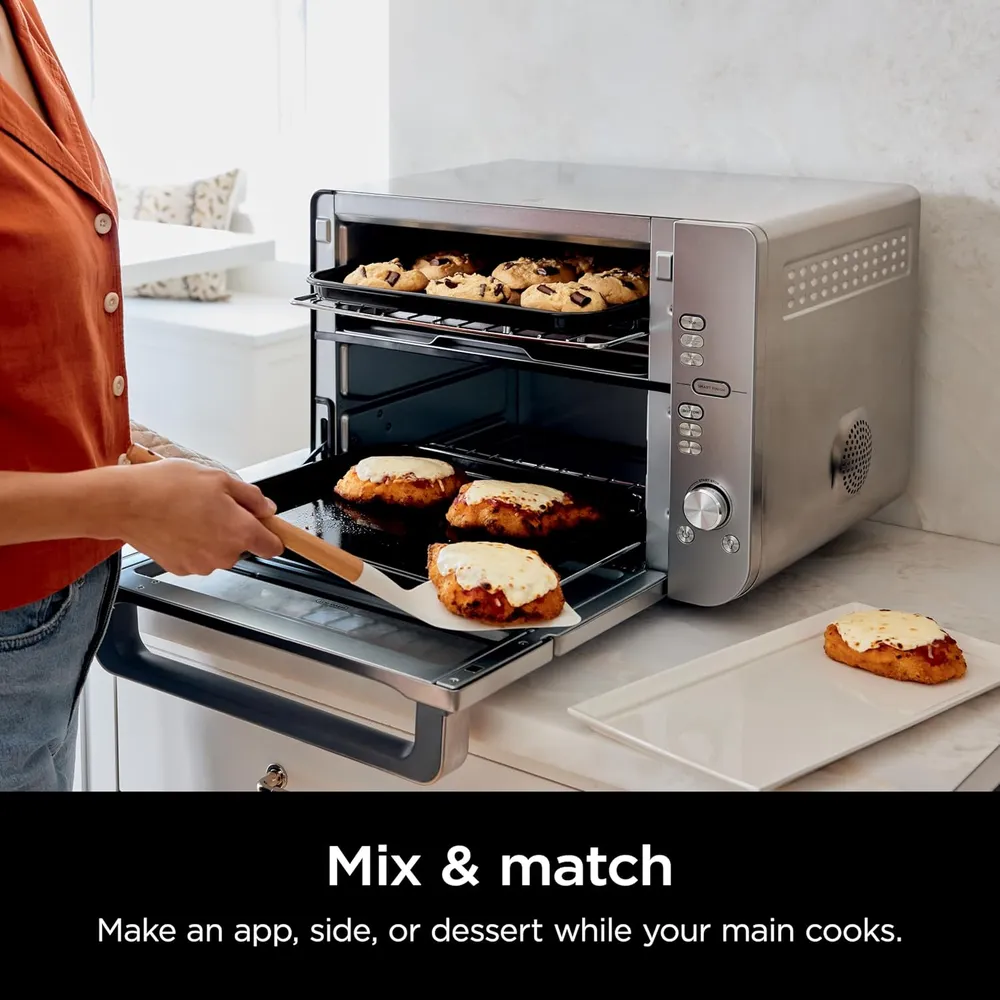 NINJA HORNO DOBLE XL DCT601, FREIDORA DE AIRE 12 EN 1, SMARTFINISH | ACERO