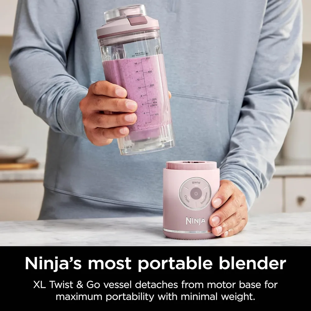 NINJA BLAST MAX BC251PK, LICUADORA PORTÁTIL 22 OZ, TWIST & GO | ROSA
