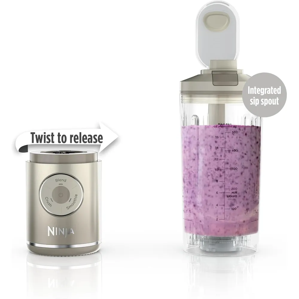 NINJA BLAST MAX BC251IV, LICUADORA PORTÁTIL 22 OZ, TWIST & GO | CREMA