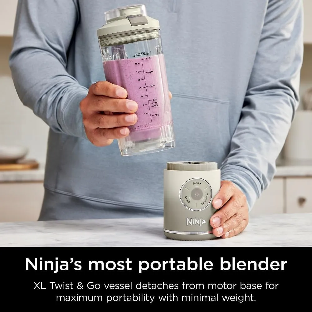 NINJA BLAST MAX BC251IV, LICUADORA PORTÁTIL 22 OZ, TWIST & GO | CREMA