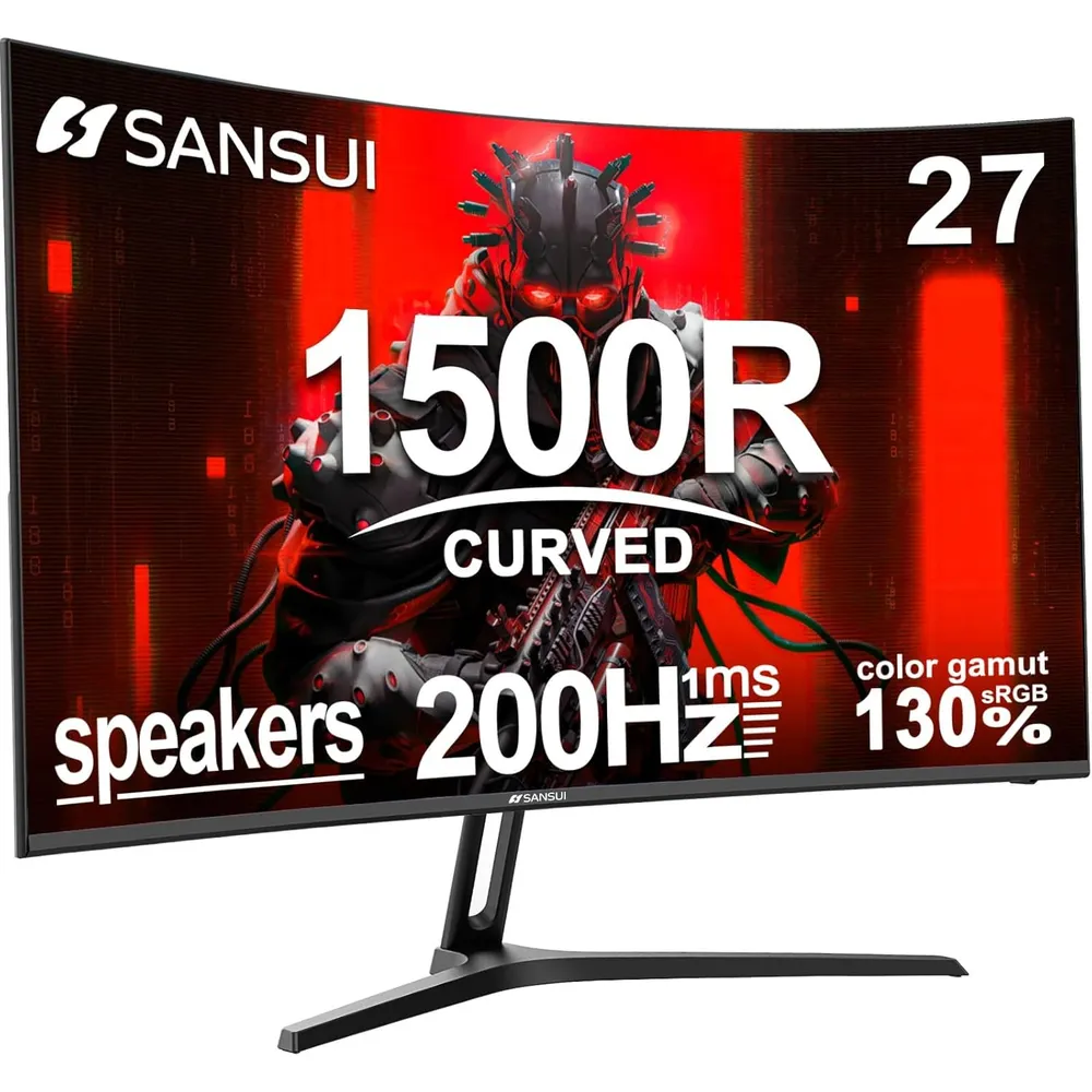Sansui 27" FHD 200 Hz Curvo 1 ms FreeSync HDR Parlantes VESA