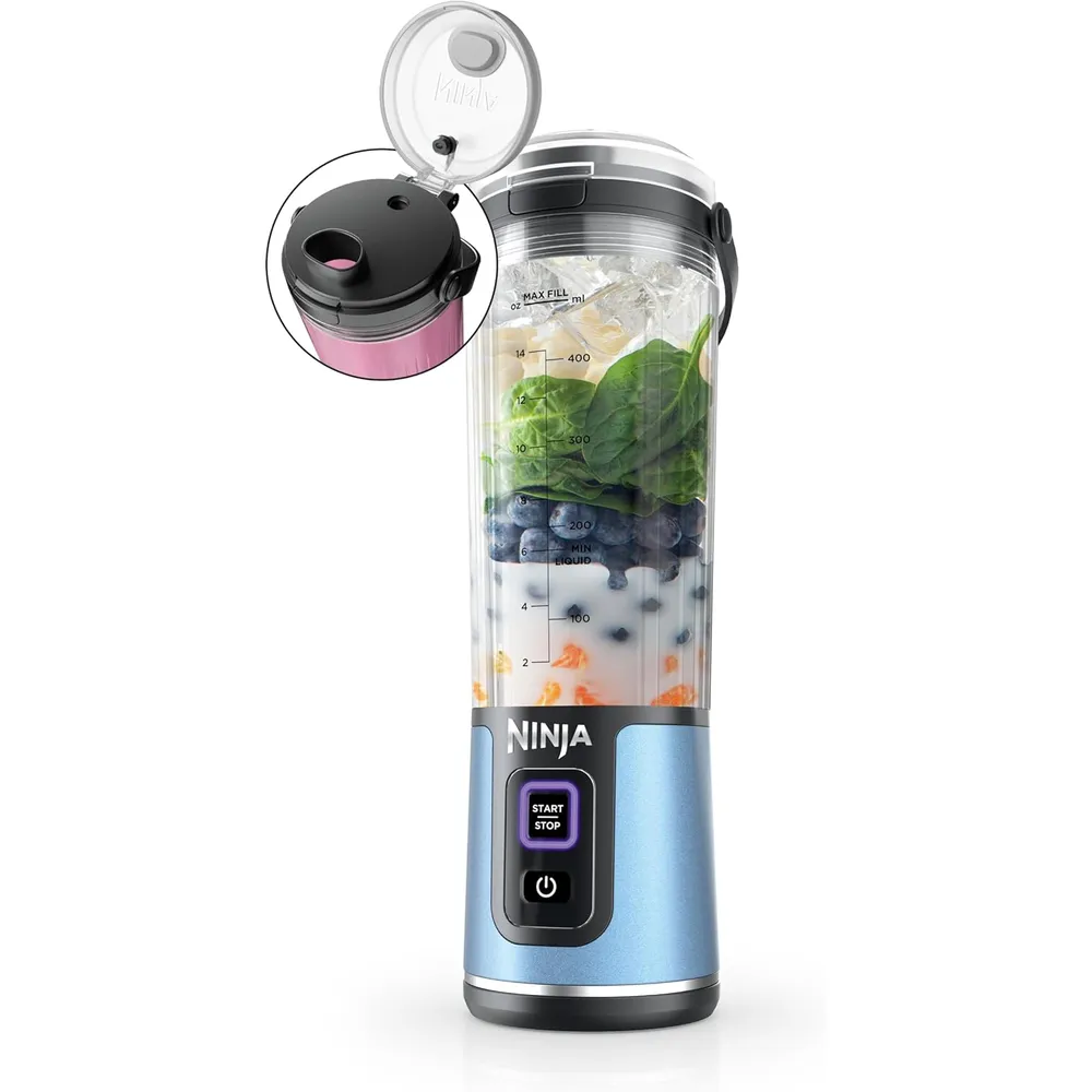 NINJA BLAST BC151BM, LICUADORA PORTÁTIL 500 ML, INALÁMBRICA | AZUL METALIZADO
